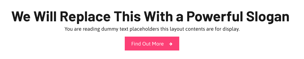 We Will Replace This With a Powerful Slogan  You are reading dummy text placeholders this layout contents are for display.  Find Out More