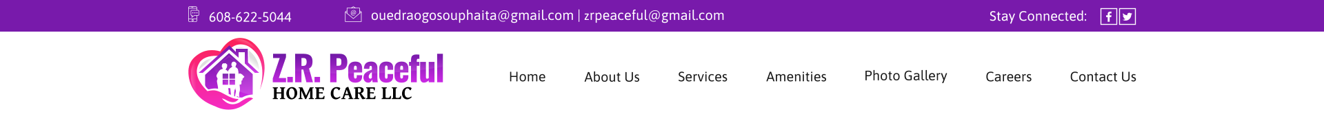 Home Services Amenities Photo Gallery Careers Contact Us Stay Connected: 608-622-5044 ouedraogosouphaita@gmail.com | zrpeaceful@gmail.com  About Us